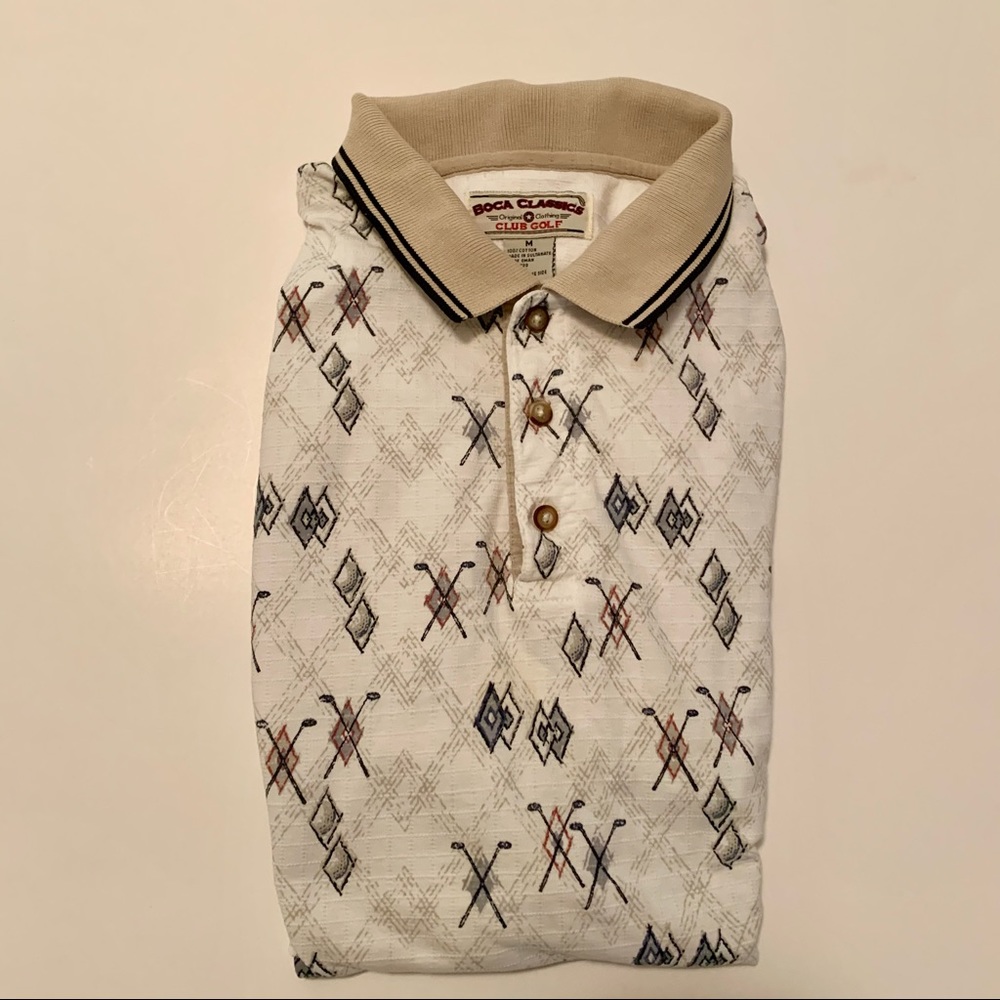 Boca Classics Original Clothing Club Golf Print Short Sleeve Size M
